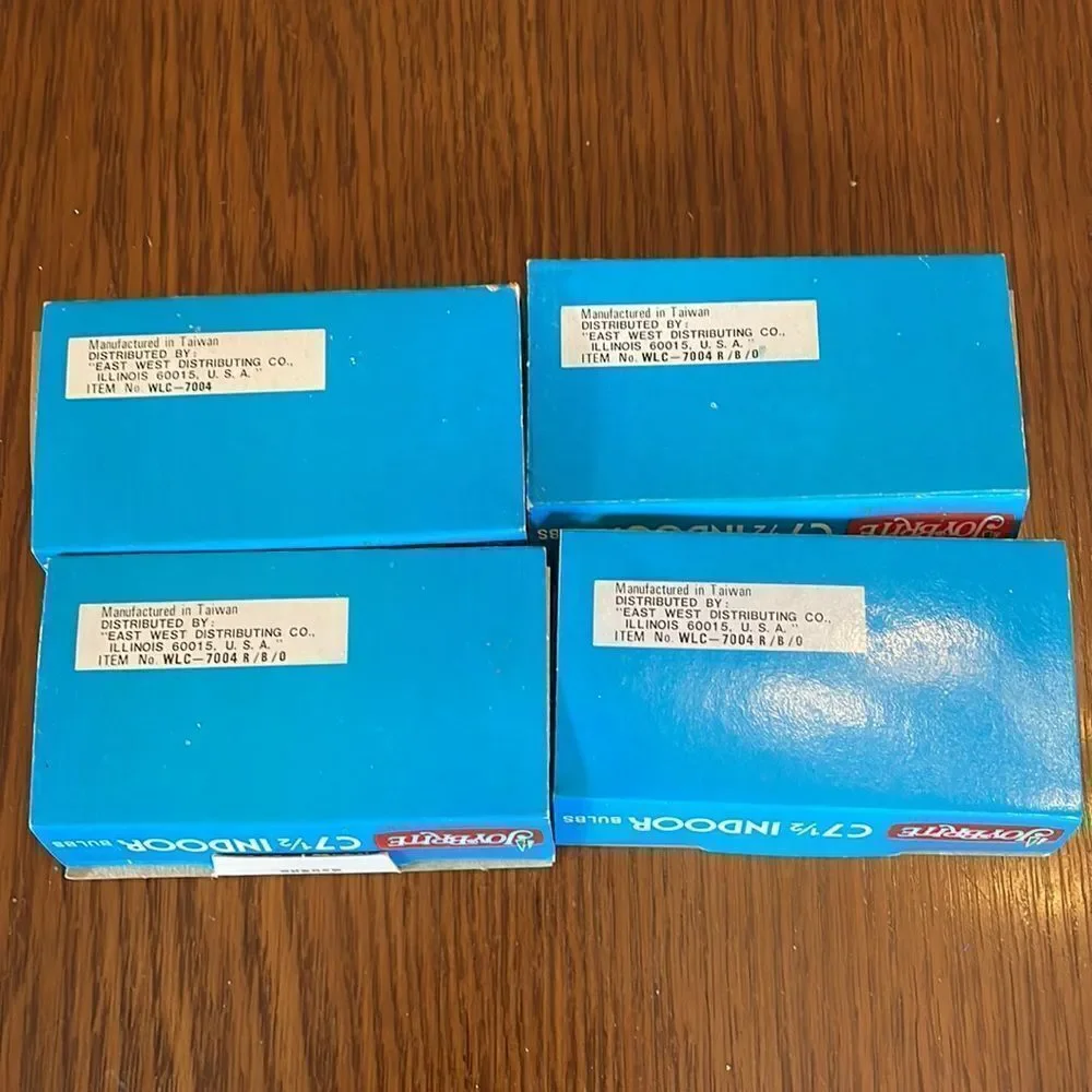 4 boxes of Vtg Joy Brite‎ C 7 1/2 indoor lamp bulbs in original packaging
